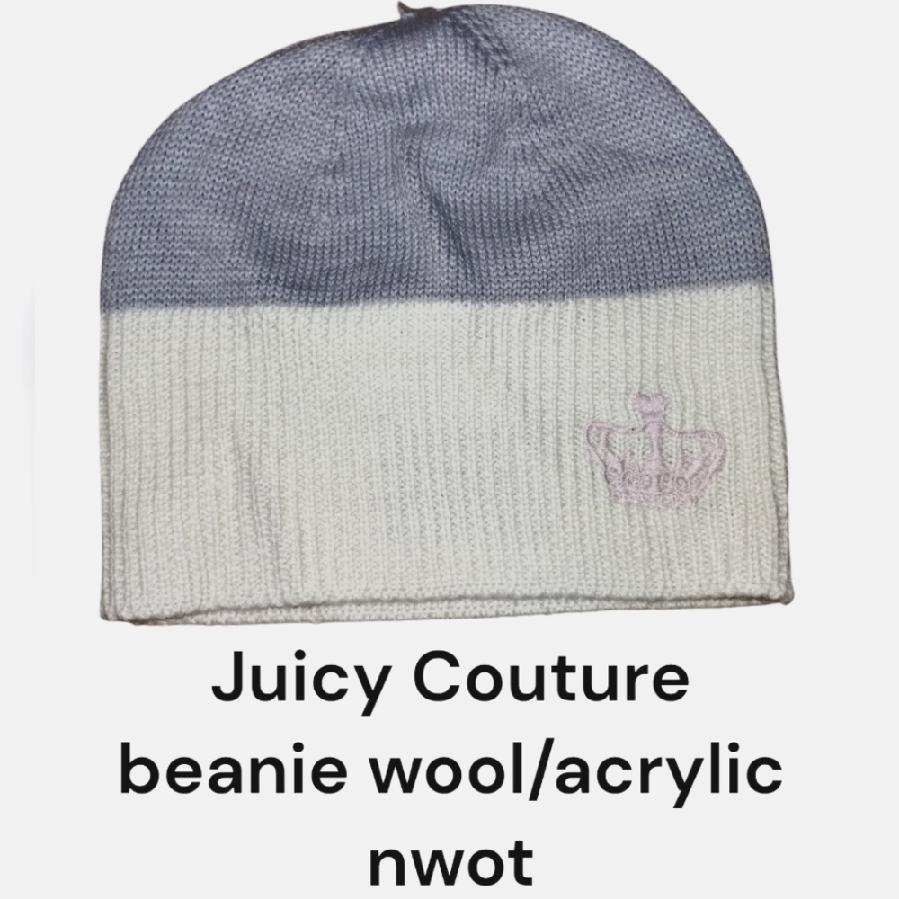 Juicy Couture Gray and Cream Beanie